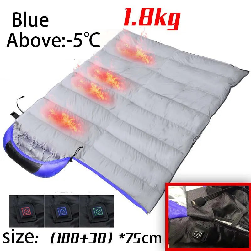 USB Heated Lightweight Waterproof Sleeping Bag for Hiking & Travel