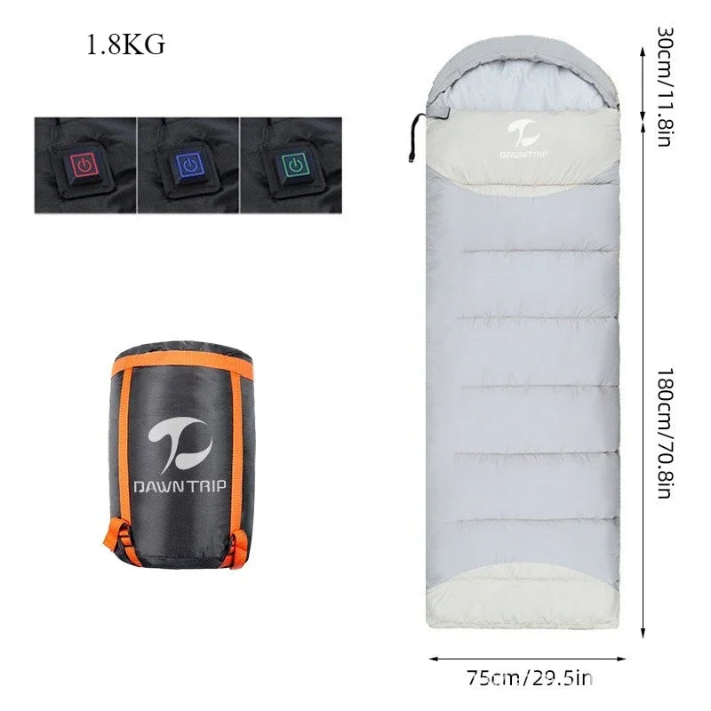 USB Heated Lightweight Waterproof Sleeping Bag for Hiking & Travel