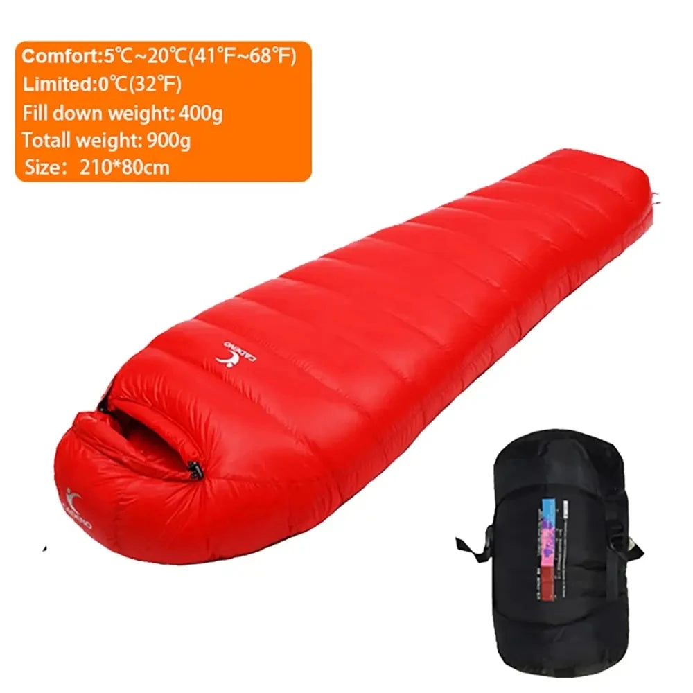 Outdoor Thermal Camping White Duck Down Sleeping Bag Ultralight Winter Autumn Adult Sleeping Bag Travel Hiking Camping Bag
