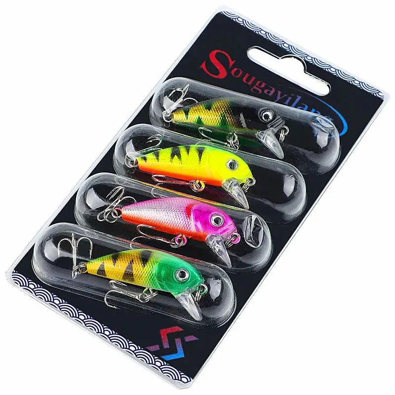 4PCS Wobbler Fishing Lure Set with Anti-Corrosion Hooks