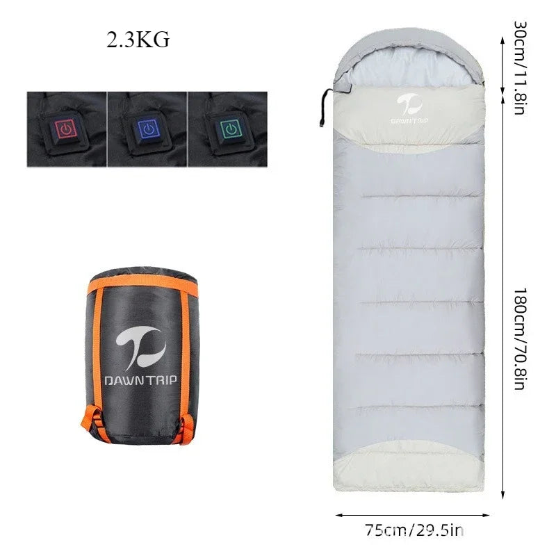 USB Heated Lightweight Waterproof Sleeping Bag for Hiking & Travel