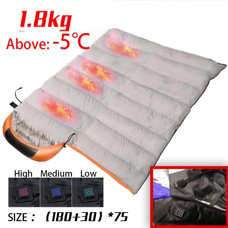 USB Heated Lightweight Waterproof Sleeping Bag for Hiking & Travel