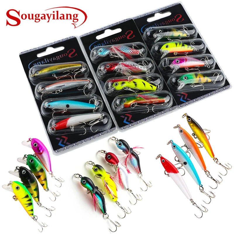 4PCS Wobbler Fishing Lure Set with Anti-Corrosion Hooks