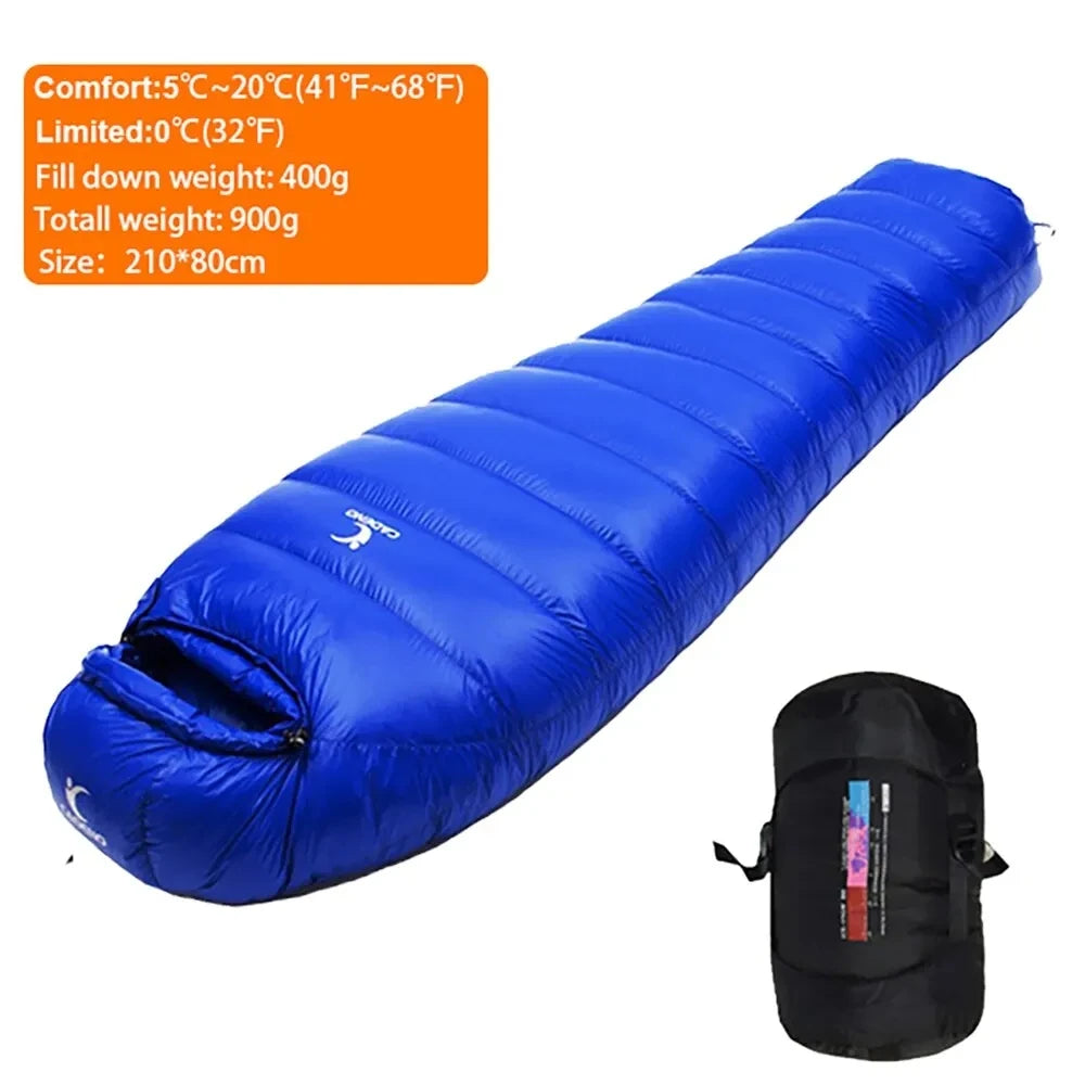 Outdoor Thermal Camping White Duck Down Sleeping Bag Ultralight Winter Autumn Adult Sleeping Bag Travel Hiking Camping Bag