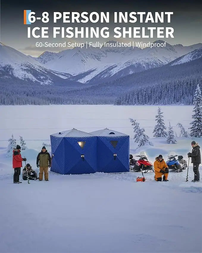 Insulated Pop Up Ice Fishing Tent Hub Style Windproof Shanty