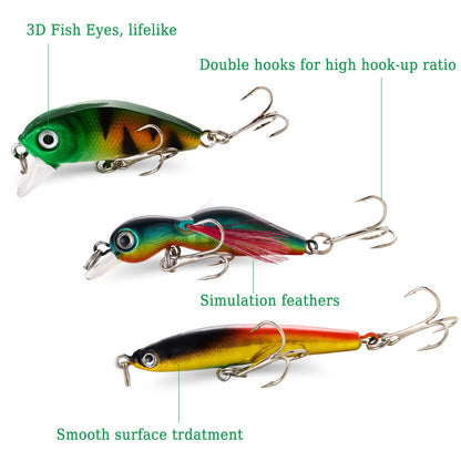 4PCS Wobbler Fishing Lure Set with Anti-Corrosion Hooks
