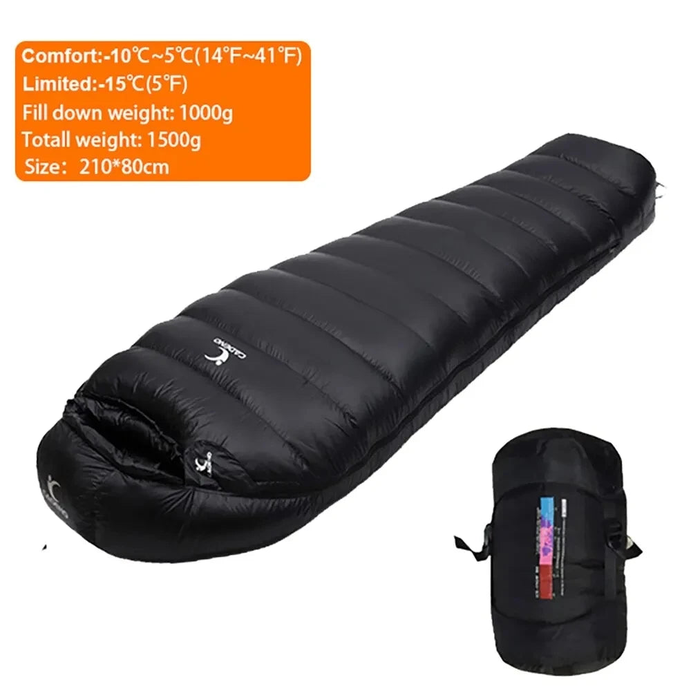 Outdoor Thermal Camping White Duck Down Sleeping Bag Ultralight Winter Autumn Adult Sleeping Bag Travel Hiking Camping Bag