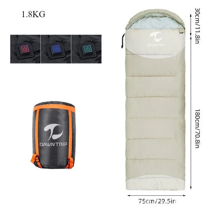 USB Heated Lightweight Waterproof Sleeping Bag for Hiking & Travel