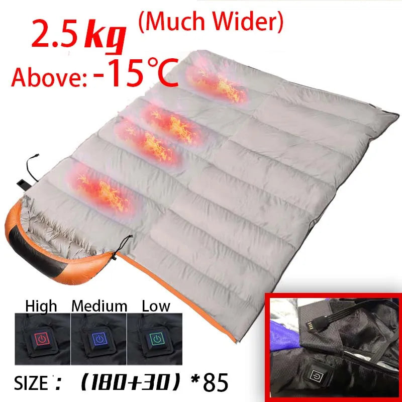 USB Heated Lightweight Waterproof Sleeping Bag for Hiking & Travel