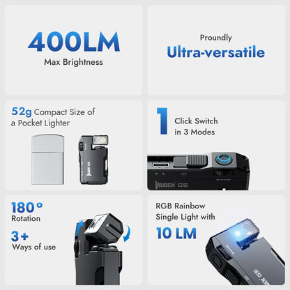 G5 Rechargeable EDC Flashlight, 400 Lumens