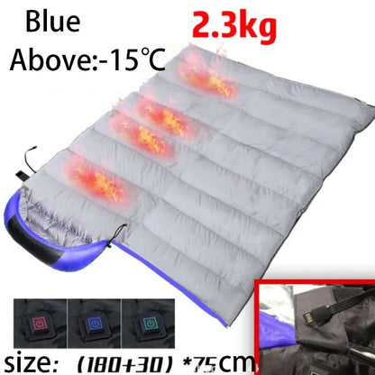 USB Heated Lightweight Waterproof Sleeping Bag for Hiking & Travel