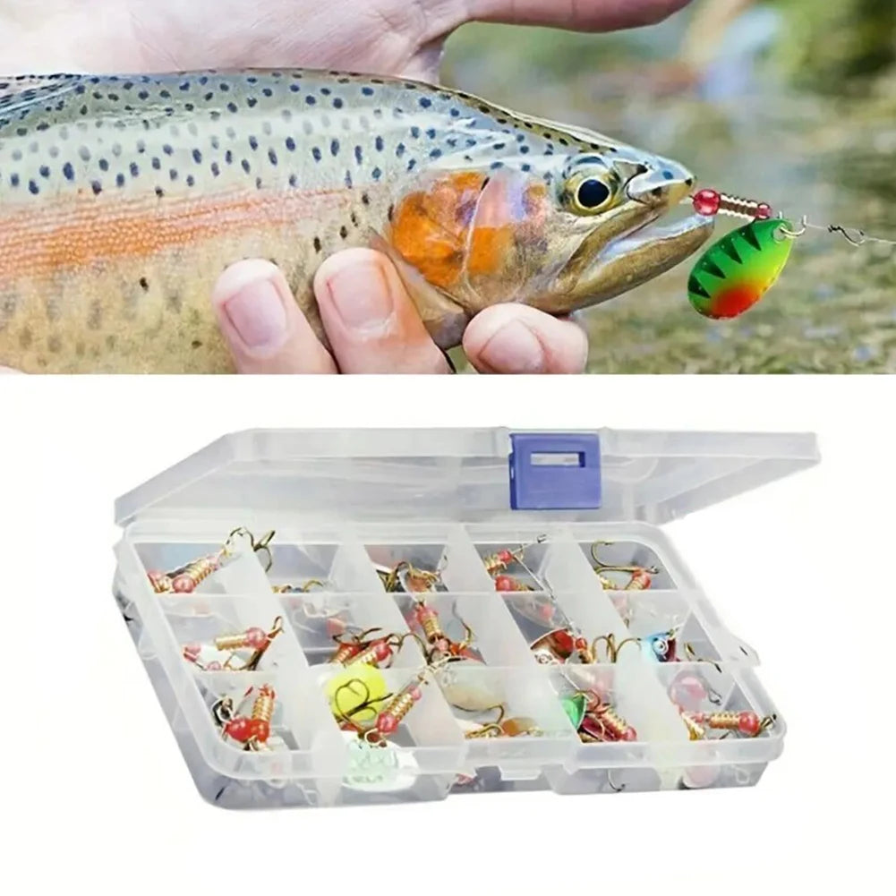 30pcs Metal Spoon Spinner Fishing Lure with Treble Hook Fishing Wobblers