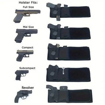 Portable Tactical Gun Holster Waist Belt Outdoor Hunting Hiking Concealed Carry Phone Bag Black Hidden Belly Defense Waist Belt