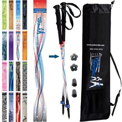 Official Casual Trek Hiking & Walking Poles - Hiking/Trekking Grip w-flip locks, detachable feet and travel bag - pair - For Heights up to 6’2”